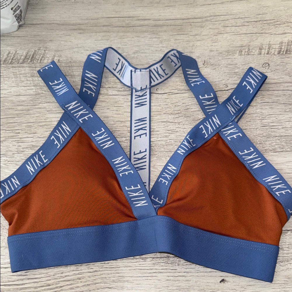 Nike Women's Sports Bra in Rust and Blue